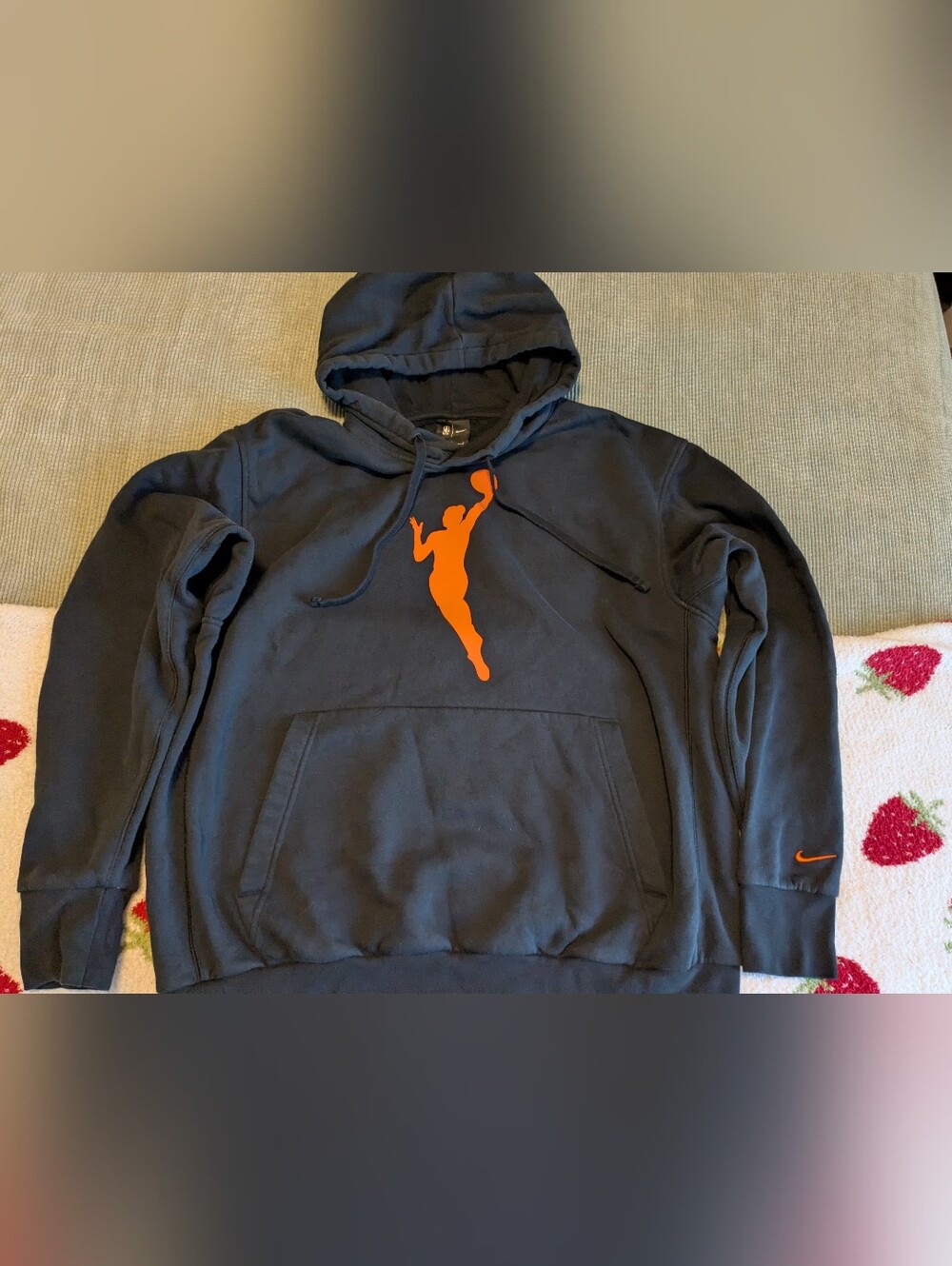 Nike WNBA Black Pullover Hoodie with Orange Basketball Silhouette